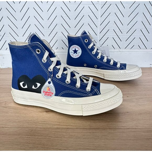 ✨Converse Chuck 70 Hi Comme Des Garçons Play X Sz 8 Women's Shoes Blue A08794C - Picture 2 of 10